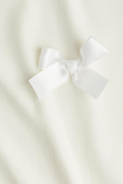 Motif-detail T-shirt - cream/bows