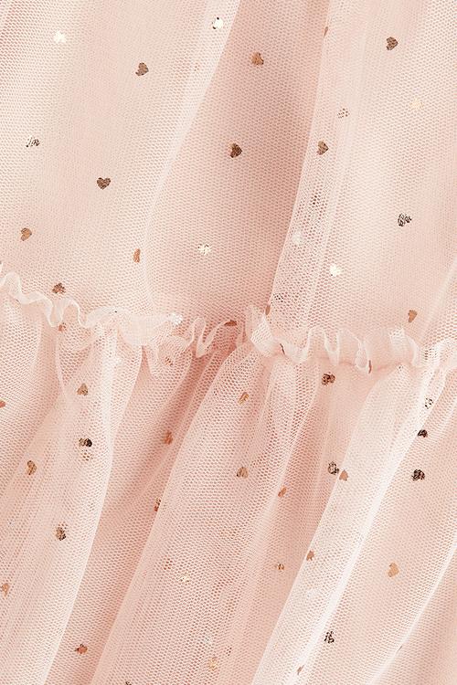 Foil-print tulle dress - pink/hearts 