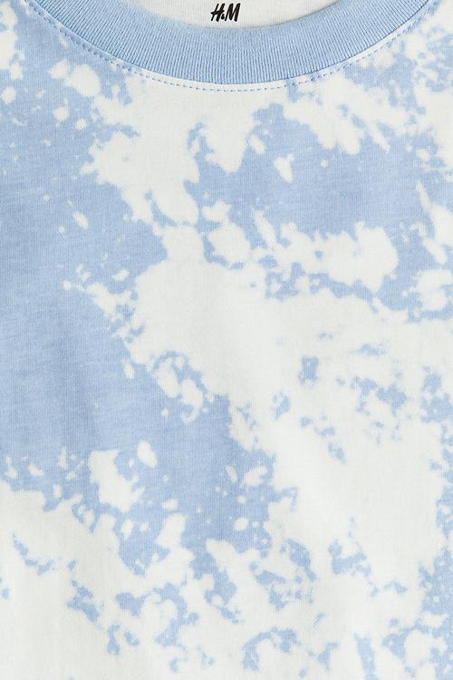 Printed cotton T-shirt - blue,multi