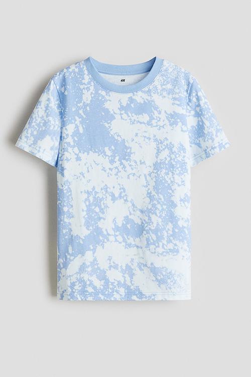 Printed cotton T-shirt - blue,multi