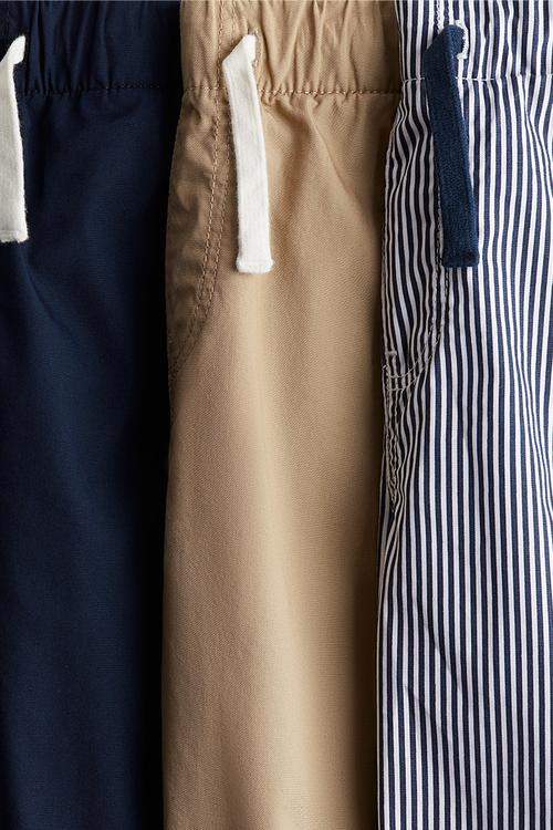 3-pack cotton shorts - blue