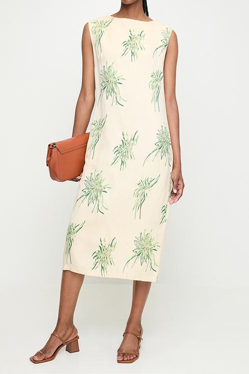 Wmn Nina s/l Printed Dress - Off White