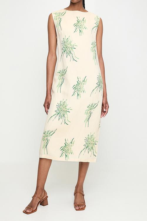 Wmn Nina s/l Printed Dress - Off White