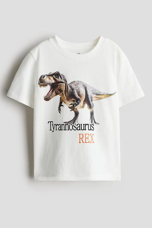 Printed T-shirt - white/tyrannosaurus rex 