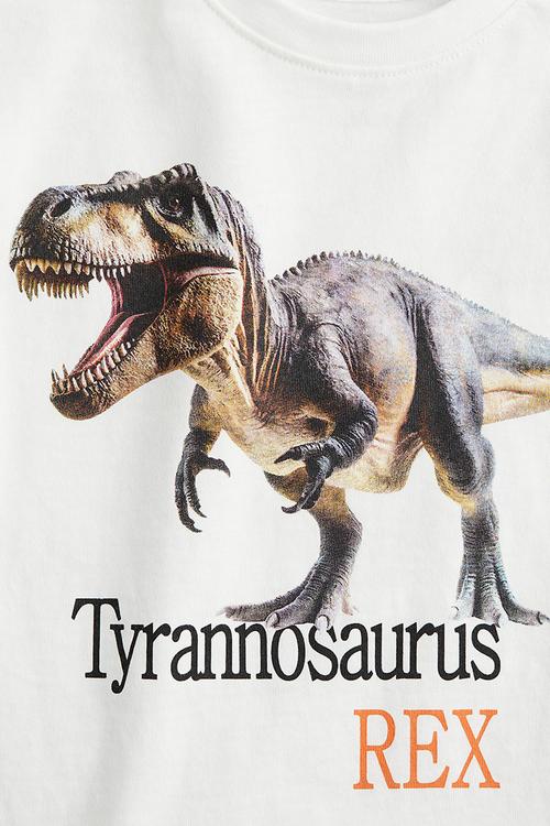 Printed T-shirt - white/tyrannosaurus rex 