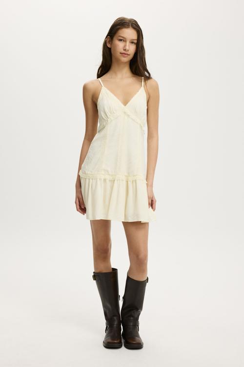 Emme lace trim mini dress - honey cream