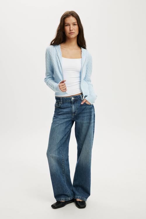 Everfine double zip up hoodie - seaside blue