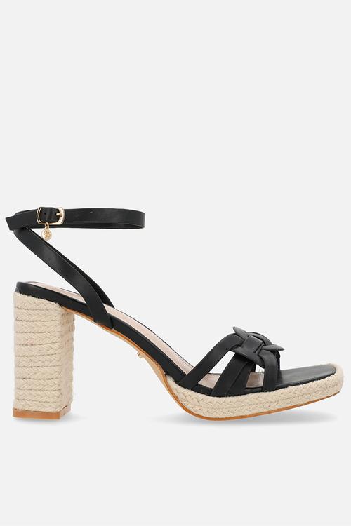 Reeba 1 platform rope block heel - black
