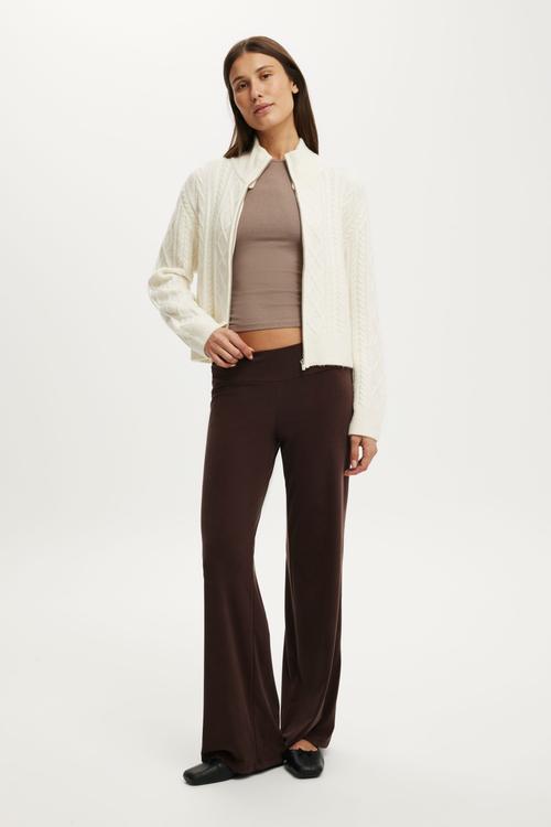 Cable knit bomber - porcelain cable