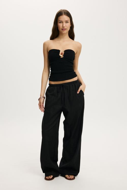 Metal trim knit bandeau - black