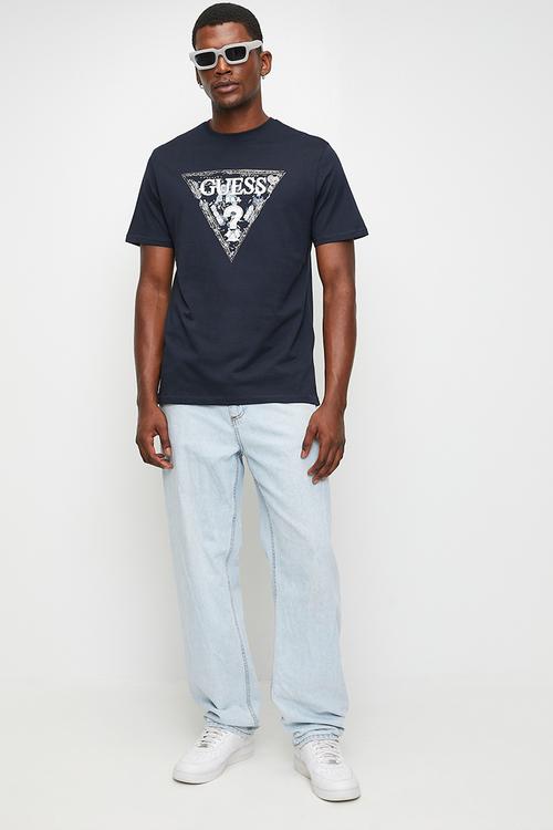 Ss Cn Guess Triangle Tee - Smart Blue