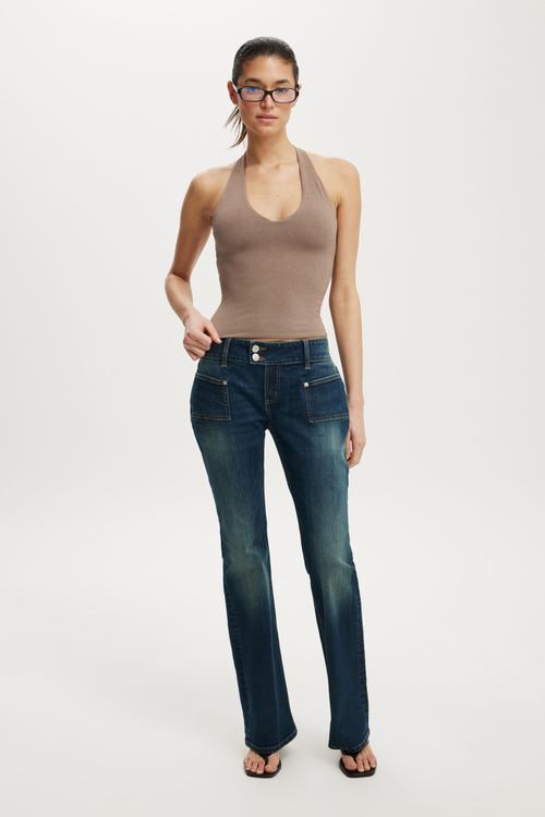 All day v neck halter - washed mocha