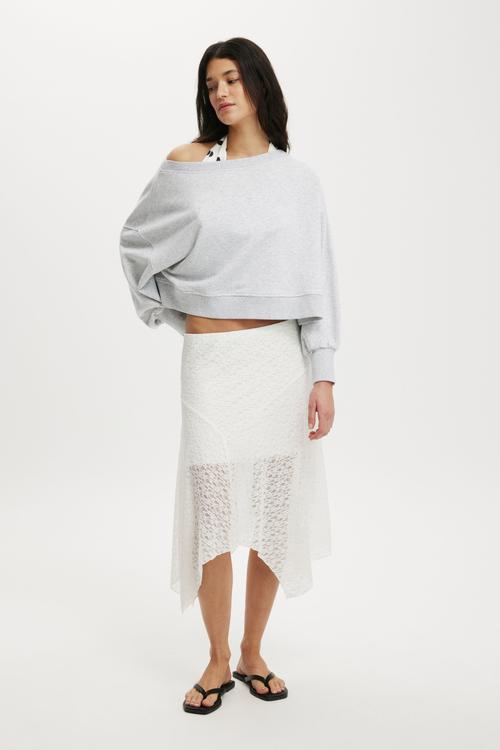 Off shoulder sweatshirt - soft grey marle