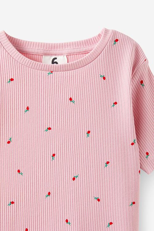 Raya Baby Tee - Marshmallow/Rose Ditsy