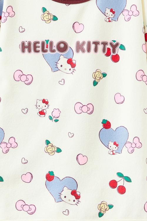 Dani Short Sleeve Pyjama Set -Lcn san Dark Vanilla /Hello Kiity Hearts
