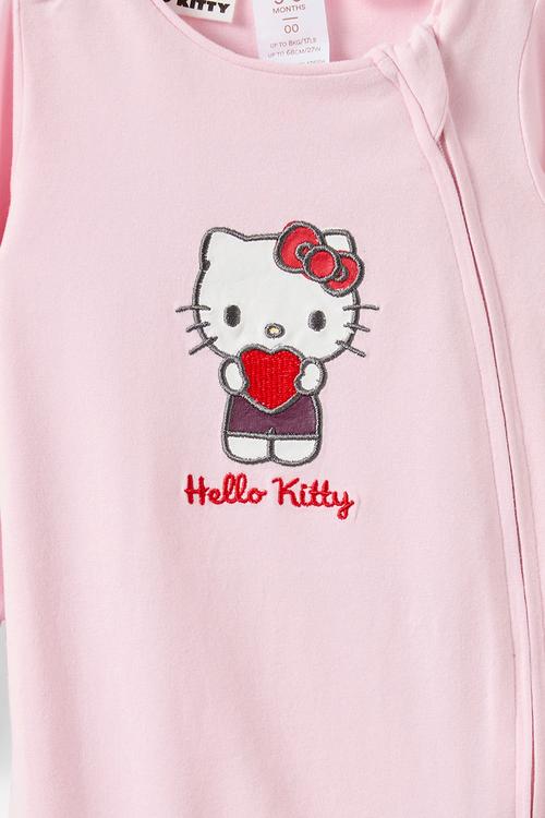 The Long Sleeve Zip Romper License - Lcn San Tea Party Pink /Hello Kitty