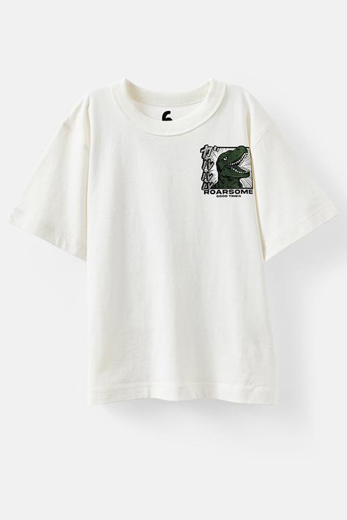 Jonny Short Sleeve Graphic Print Tee - Vanilla/Roarsome Good Times