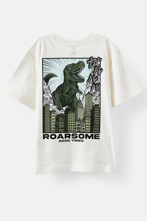 Jonny Short Sleeve Graphic Print Tee - Vanilla/Roarsome Good Times