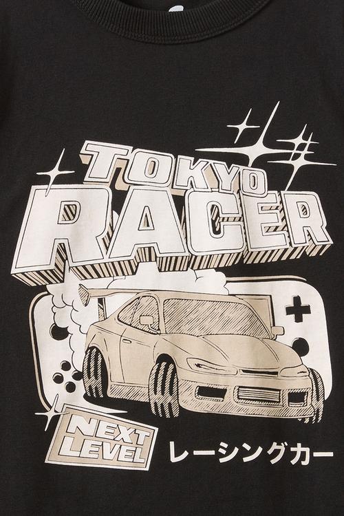 Jonny Short Sleeve Graphic Print Tee - Black/Tokyo Racer