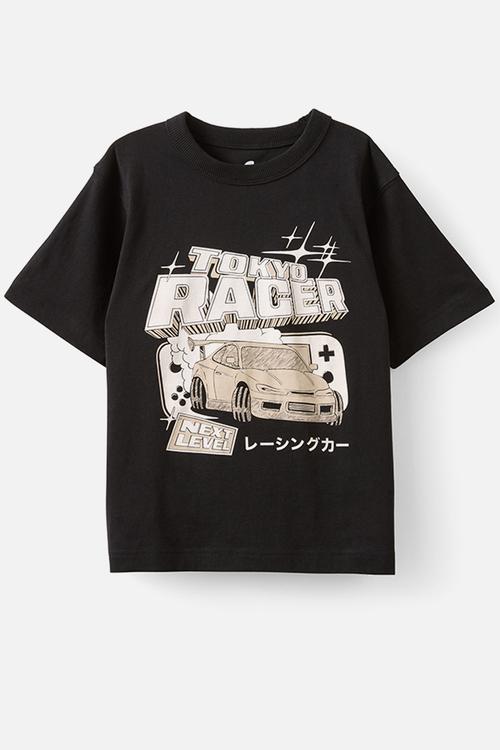 Jonny Short Sleeve Graphic Print Tee - Black/Tokyo Racer
