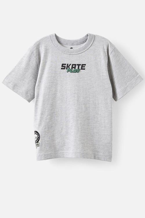 Jonny Short Sleeve Graphic Print Tee - Grey Marle/Skate Play