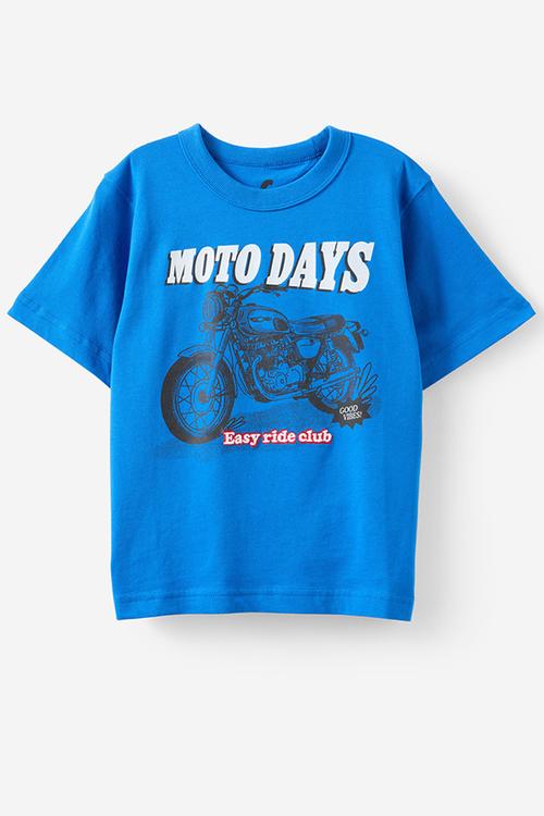 Jonny Short Sleeve Graphic Print Tee - Harbour Blue/Moto Days