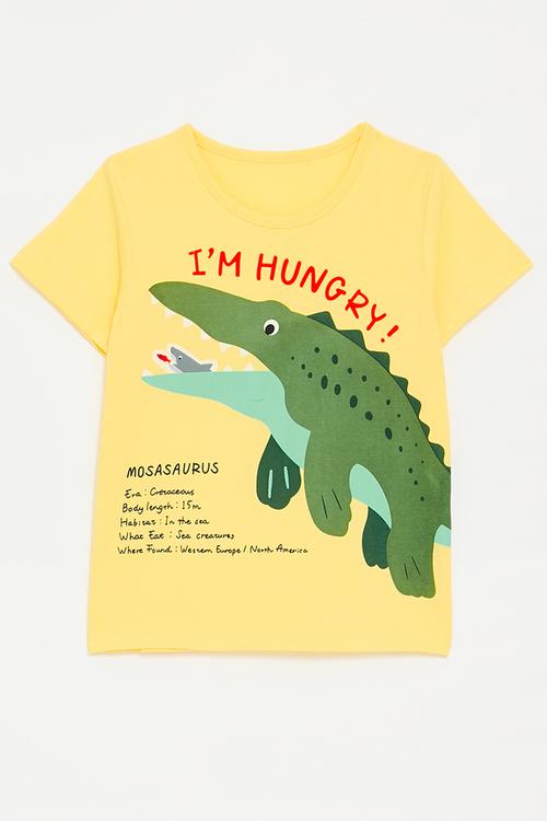 Mosasaurus graphic tee - custard yellow/i'm hungry