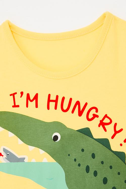 Mosasaurus graphic tee - custard yellow/i'm hungry