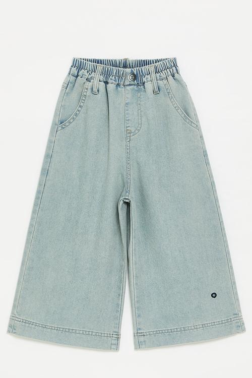 Wide leg jeans with elasticated waist - blue denim