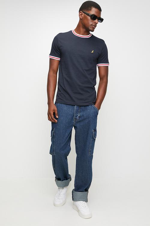 Enbry Ringer Crew Neck Tshirt  - Navy