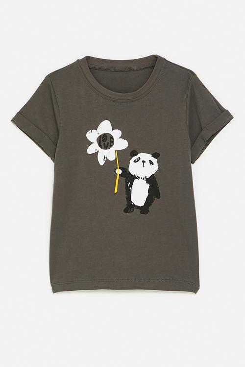 Panda graphic tee - grey brown