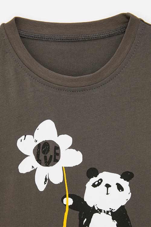 Panda graphic tee - grey brown