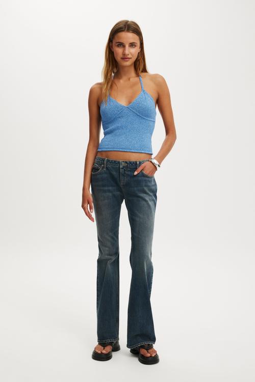 Sparkle knit halter - blue sparkle