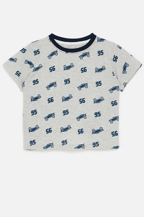 Printed tee - grey/navy