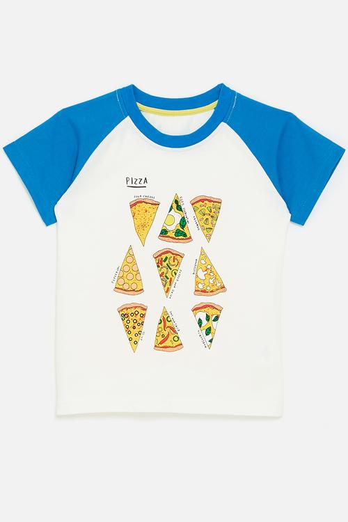Printed tee - white & blue