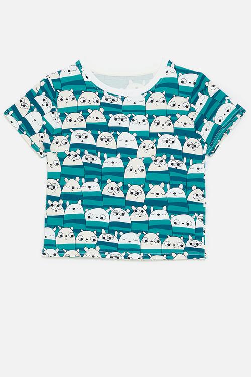 Printed tee - white/blue