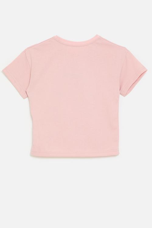 Printed crew neck tee-pink