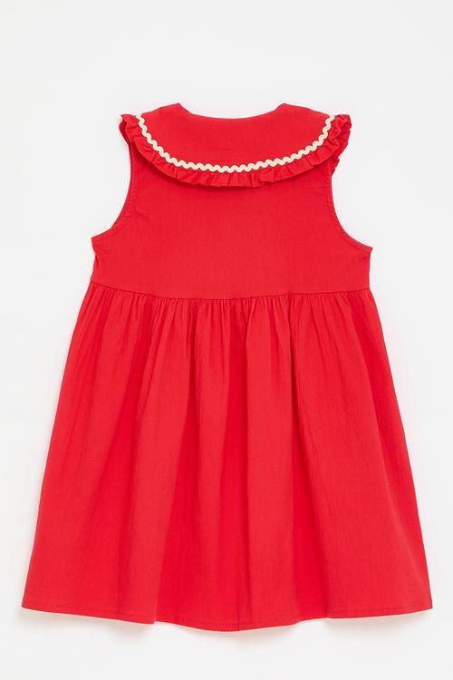 Peter  pan collar dress - red
