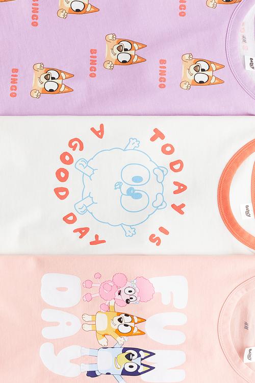 3-Pack printed jersey tops - peach/bluey