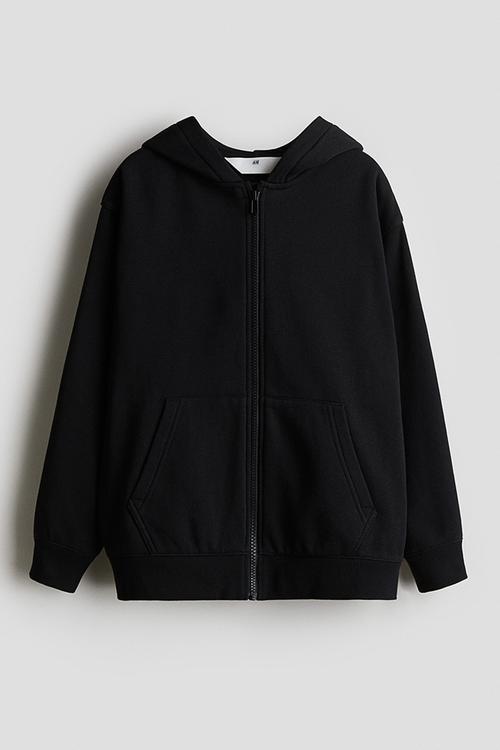 Zip-through hoodie - black
