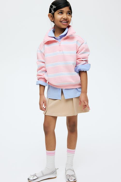 Zip-top sweatshirt - light pink striped