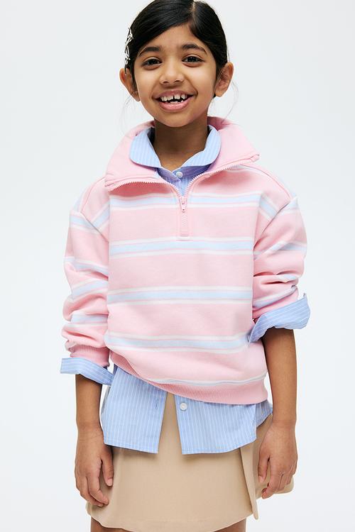 Zip-top sweatshirt - light pink striped