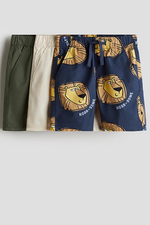 3-Pack cotton shorts - navy blue/lions