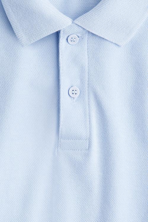 Cotton piqué polo shirt - light blue