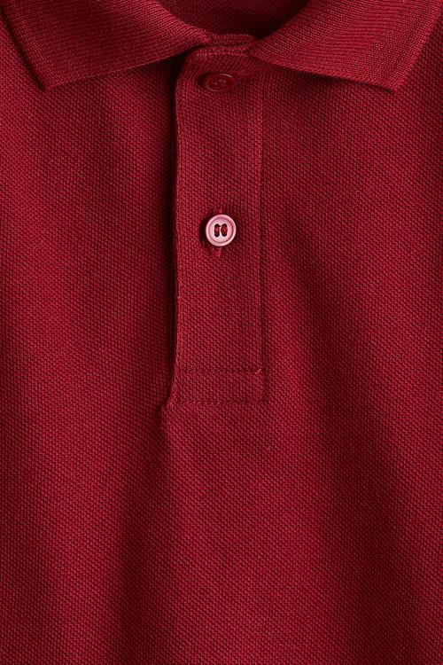 Cotton piqué polo shirt - red