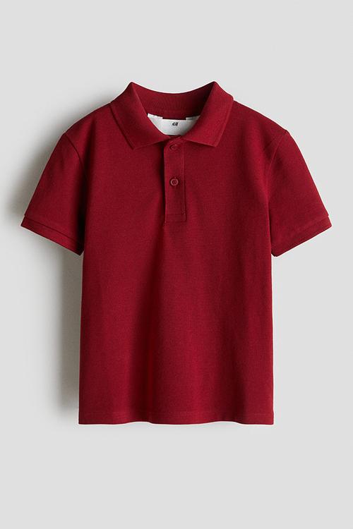 Cotton piqué polo shirt - red