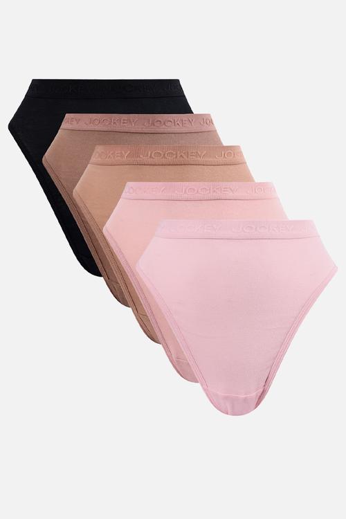 5pkk  plain tonal elastic french cut - multi