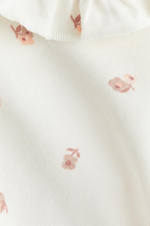 2-Piece cotton jersey set - white floral 
