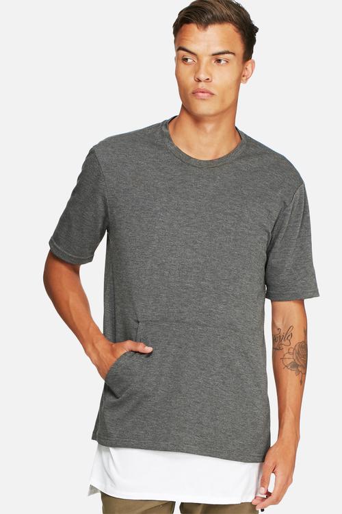 Kangaroo pocket boxy tee - grey