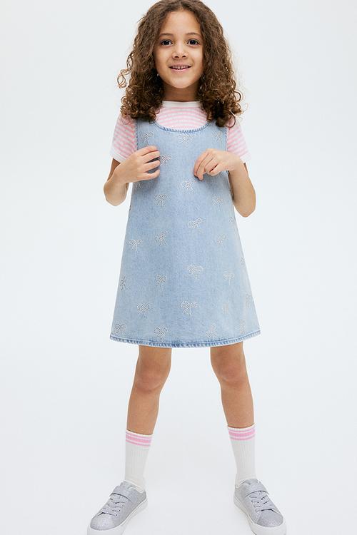 Embellished denim dress - light denim blue bows